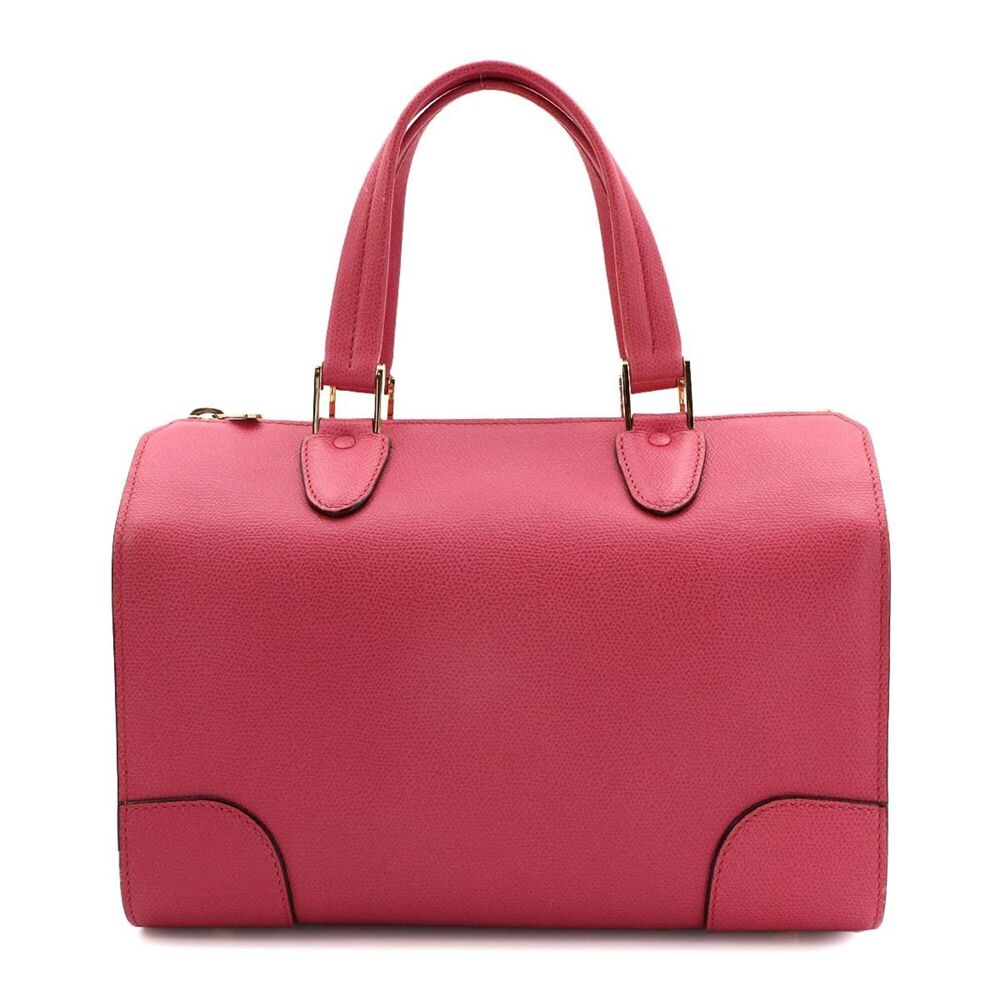 Valextra Babila Medium Handbag, Leather, Pink, Gold Hardware.